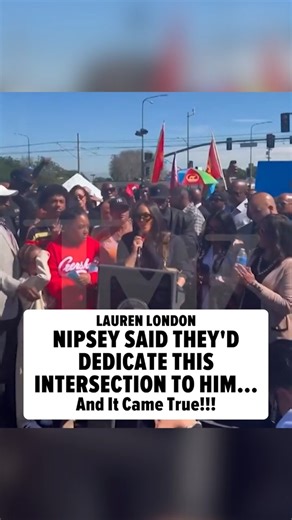 The intersection of Crenshaw Boulevard and Slauson Avenue was dedicated to late rapper Nipsey Hussle Saturday ... and Nipsey's former partner Lauren London said he always knew it would be. 🎥 ig/kaymccabetv | TMZ