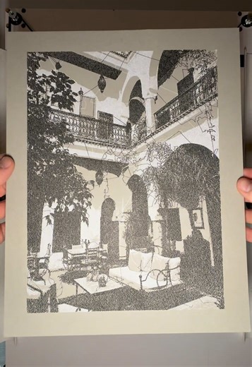 Ink Bot Creates Stunning Riad Drawing in Marrakesh