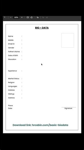 Simple Job Biodata Format to Apply Jobs