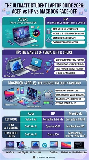 The Ultimate Student Laptop Guide 2026 | Acer vs HP vs MacBook Face-Off