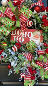 Classic never goes out of style! When in doubt, stick with the traditional red & green combo! It instantly says Christmas and makes any wreath pop. Add a playful “Ho Ho Ho” touch, and you’ve got the perfect mix of festive & fun. ❤️💚 👉 Pro tip: Balance your reds & greens by mixing textures (like shiny ornaments with soft ribbons or matte mesh) so your wreath looks full and eye-catching from the street! #ChristmasWreath #HoHoHoSanta #DIYWreath #HolidayDecor #FestiveTips | Southern Charm Wreaths