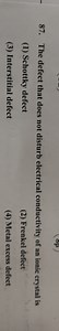 The defect that does not disturb electrical conductivity of an ... | Filo