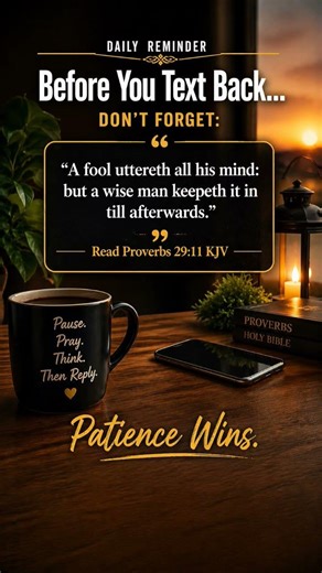 Before You Text Back in Anger… Patience Wins | Proverbs 29:11 KJV Daily Reminder