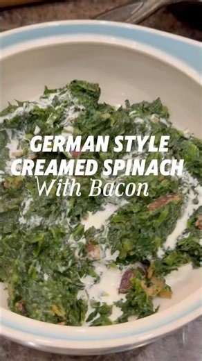 German Style Creamed Spinach with Bacon recipe in bio #recipe #sidedish #cooking #quickrecipe