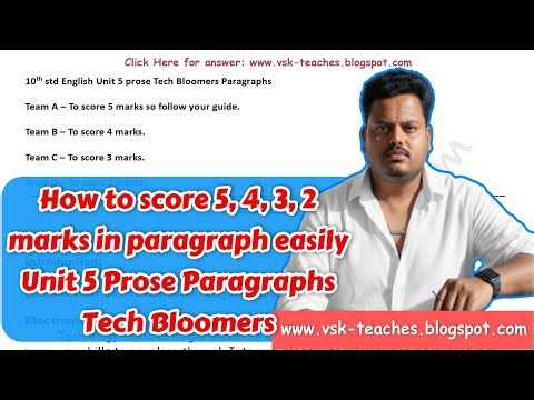 How to score 5, 4, 3, 2 marks in paragraph | 10th English Unit 5 Prose | Tech Bloomers | with PDF