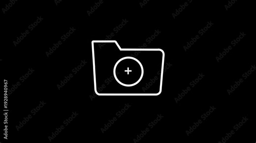 Glowing neon folder icon animation on black background illustrating new file , Files organization system. Paperwork optimization. folder icon .structure with documents and data scanning, 4k video .
