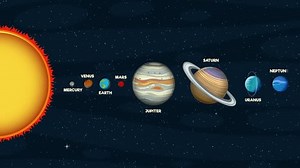 Planets orbit the Sun in a colorful, dynamic animation highlighting celestial movement and cosmic scale