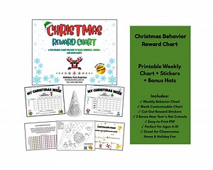 Christmas Kids Behavior Reward Chart – Printable Holiday Chore Chart With Cutouts – Instant PDF - Etsy Canada