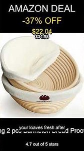Make Perfect Sourdough Bread with Superbaking 2-Piece Banneton Proofing Basket Set and Liners