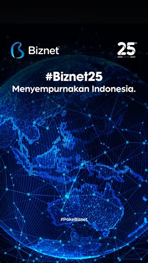 Seperempat abad bukan perjalanan singkat. Biznet telah membentang koneksi, menghadirkan inovasi, dan berkomitmen untuk terus memperkuat ekosistem digital Indonesia. Terima kasih sudah menjadi bagian dari perjalanan Biznet selama 25 tahun. #Biznet25 Menyempurnakan Indonesia | Biznet Home