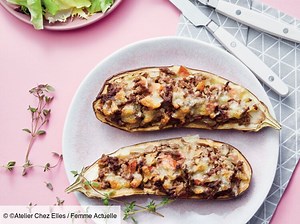 Aubergines farcies à la viande hachée : découvrez les recettes de cuisine de Femme Actuelle Le MAG