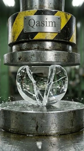 Glass vs Hydraulic Press 😳💥 #hydraulicpress #glasscrush #slowmotion #asmr #crushing #viralvideo