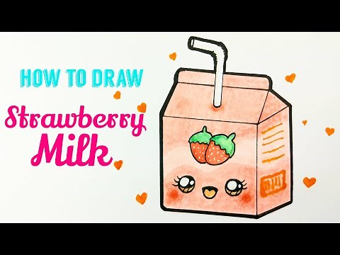 HOW TO DRAW STRAWBERRY MILK 🍓 | Easy & Cute Strawberry Milk Drawing Tutorial For Beginner / Kids