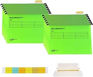 Generic Plastic Hanging File Folders, Green, 24.5x31.5cm, 200 Sheet Capacity