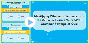 Identifying Whether a Sentence is in the Active or Passive Voice SPaG Grammar PowerPoint Quiz