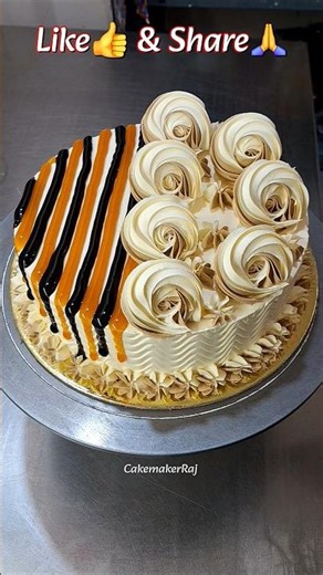 Creative Standing Rosette Cake Decoration #cakedesign #birthdaycake #butterscotchcake #youtubeshorts