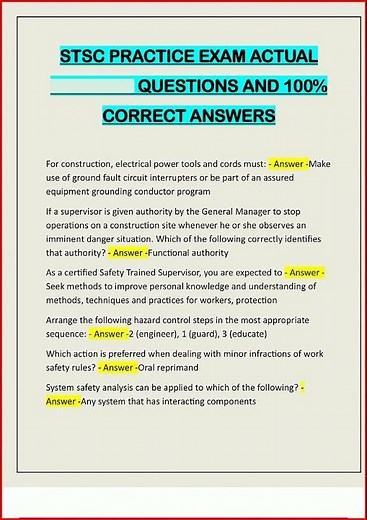 Stsc Practice Exam Actual Questions And 100 Correct Answers video