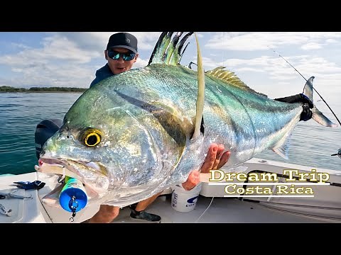 💥 Catching GIANT Roosterfish with TOPWATER Poppers! Fishing in COSTA RICA!