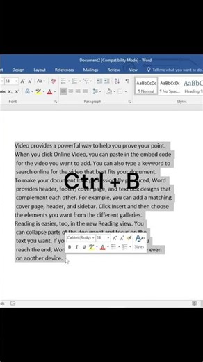 MS Word Bold Text Shortcut for Beginners #Shorts