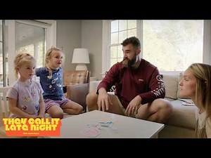 Jason & Kylie Kelce's kids design the new mascot for They Call It Late Night 🤣
