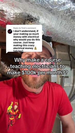Replying to @Trick why am I making a course teaching electricians to make $100,000 a month instead of just keep doing electrical stuff and making it easy money#electricianlife #electricianlife⚡️ #electricalbusiness #contractorlife