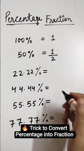 🔥The Fastest Way to Convert Percentages into Fractions! This Math Shortcut Will Blow Your Mind! 😲