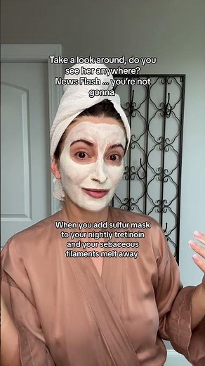 Bye Sebaceous Filaments! Sulfur Mask + Tretinoin Hack #dermatologist #skincare #skincaretips