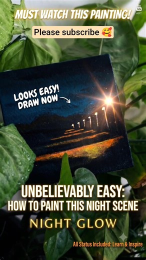 How to Paint Glowing Street Lights ✨ Easy Night Scenery Tutorial#shorts #light