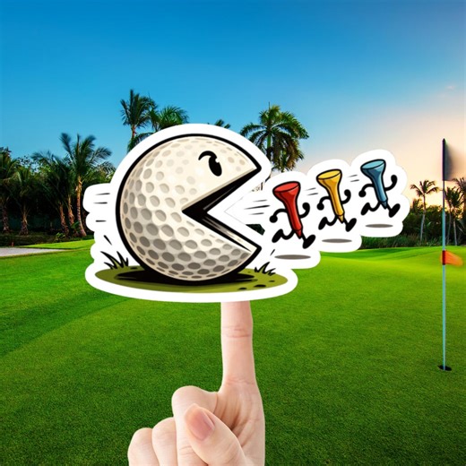 Retro Golf Arcade Sticker, Funny Golf Ball Sticker Chasing Golf Tees, Retro Gamer Golf Decal, Funny Golfer Gift, Golf Humor Laptop Sticker - Etsy