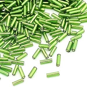 Green Glass Beads Bugle Seed 5-9x1.8mm Pack of 2200+