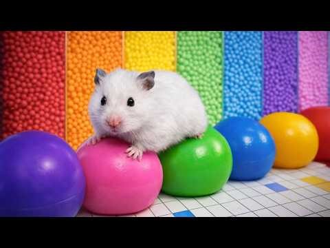 🌈 Colorful Hamster Maze with Balloons 💀 OBSTACLE COURSE