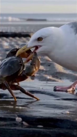 Not today, bird #fypシ゚viral #fyp #foryou #nature #ai #wildlife #herringgull #crab #birds #beach