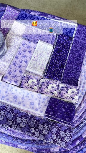This purple Jelly Roll 💜is honestly one of my favorites.So many beautiful shades of purple all rolled together!!!💕💕#sewingtiktok❤️ #tiktokshopmothersday #summervibes #craftido #JellyRollFabric