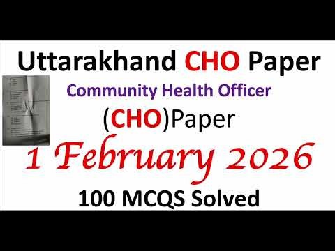 UttarakhandCHO Paper solved 1 February 2026 Exam Paper