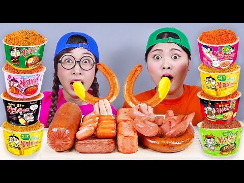 MUKBANG 편의점 핵불닭 떡볶이 & 핫도그 먹방 FIRE Noodle & HOT DOG EATING SOUND DONA 도나