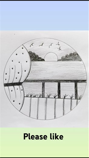 Half Day & Night Circle Drawing ✏️🌙 | Easy Pencil Sketch Art #shorts