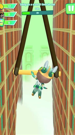 Talking Tom Hero Dash Bunny Bem Slips Over The Crane's Swings & Defeat Raccoon Successfully #Shorts