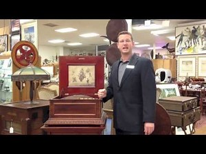 Antique Regina Music Box with Regina Metal Disks and Regina Stand