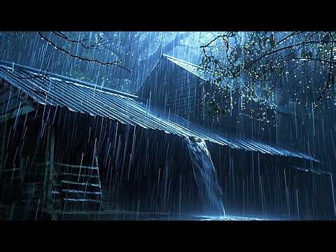 No Ads Rain Sounds for Sleeping – ASMR Heavy Tin Roof Rainstorm for Severe Insomnia Relief