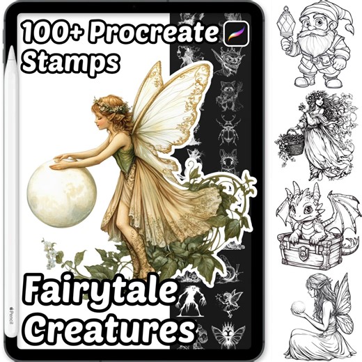Fairytale Creatures Procreate Stamps | 100+ Procreate Fairytale Creatures Stamps | Fairies | Beasts | Mystical Beasts | Magical Creatures - Etsy