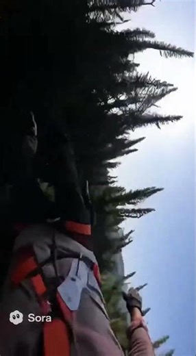 Lumberjack's heart-stopping fall from tree while chainsawing!