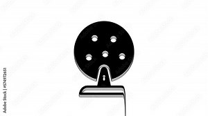 Black Lottery machine with lottery balls inside icon isolated on white background. Lotto bingo game of luck concept. Wheel drum leisure. 4K Video motion graphic animation