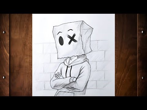 How to Draw a Sad Paper Bag Character 😢 | Easy Pencil Drawing Tutorial (Step by Step)
