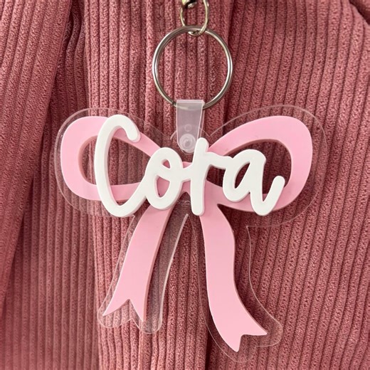 Custom Bow Keychain - Bow Name Tag, Bow Name Keychain, Custom Name Keychain, Girls Gifts, Gifts for Her - Etsy