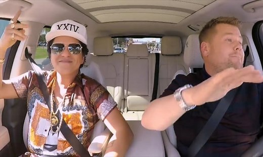 Bruno Mars teaches James Corden dance moves on Carpool Karaoke – video