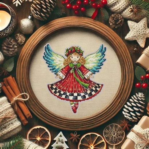 Christmas Angel Cross Stitch Pattern, Holiday Ornament Chart, Vintage Angel Embroidery, Cozy Xmas Decor Needlework Gift - Etsy