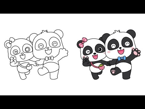 BabyBus | How to Draw BabyBus Panda - Kiki and Miu Miu | Drawing and Coloring | Art for Kids