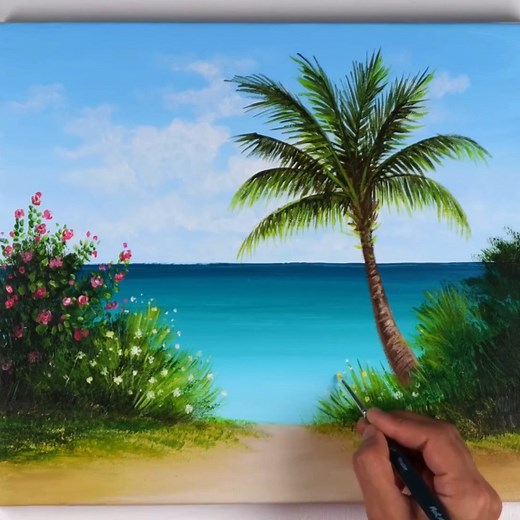 197K views · 4K reactions | Seascape Beach Landscape Acrylic Painting #Seascape #Beach #Landscape #Acrylic #Painting | Zil Acrylic Painting | Facebook
