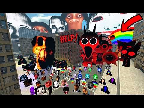 Big Obunga Family & Big Durple Nightmare Sprunki vs Furious Angry Munci Nextbot in Gmod