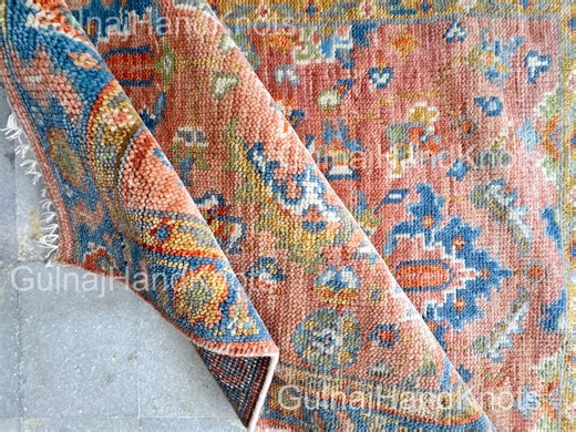 Handmade Rust Red Oushak Rug: Vintage Turkish Wool Carpet 8x10 - Etsy